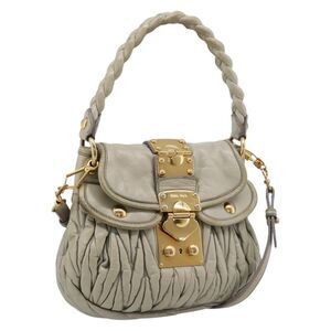 Miu Miu Beau Top Handle Leather Beige Leather Handbag